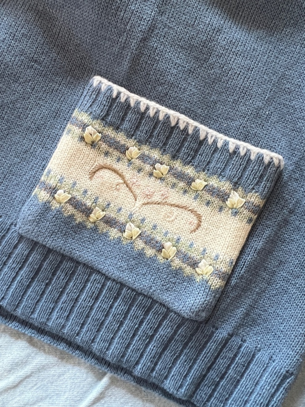 Liz Claiborne Knit Twinset with Delicate Ribbon and Embroidery Detail, XL - Picture 3 of 9